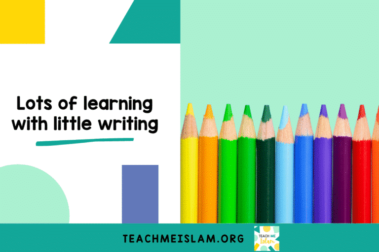 Coloured pencils illustrate how children are encouraged to colour and learn and delay writing.