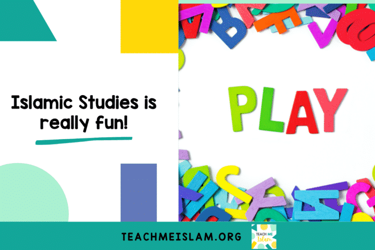 Colourful letters spelling out PLAY show how Islamic Studies is made fun!