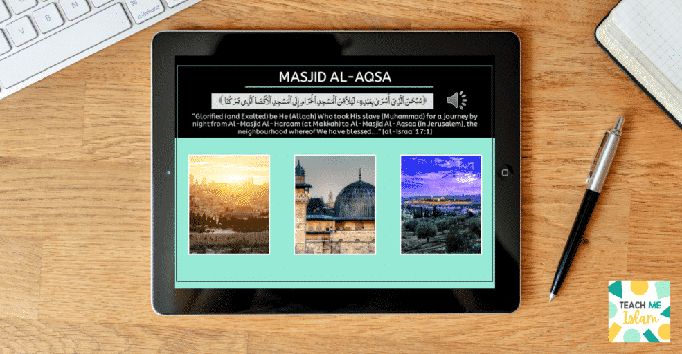 Ipad showing a Virtual Field Trip to Al-Aqsa
