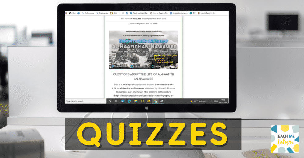 desktop displaying a google quiz