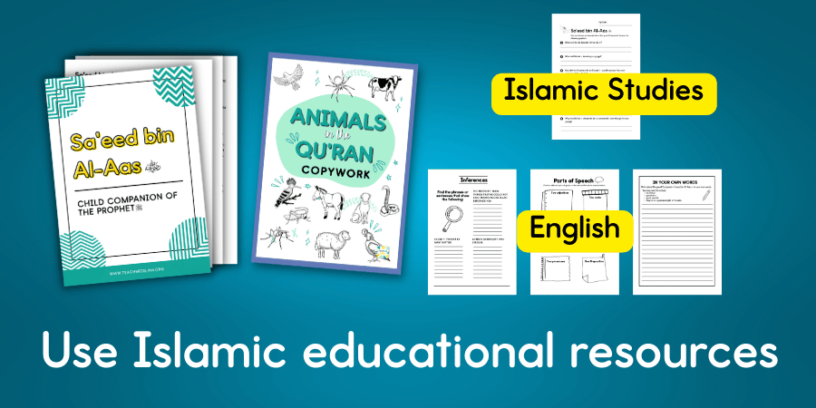 Use Islamic educational resources to teach kids about Islam such as Islamic Comprehensions and Animals in the Qur'an copywork