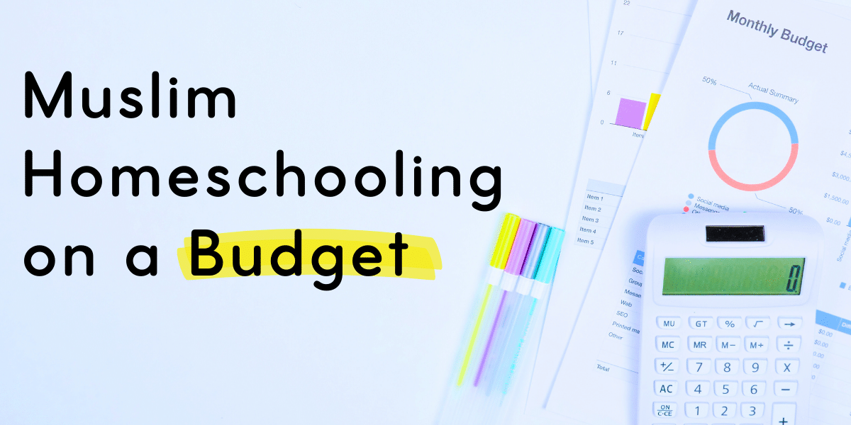 Budget pages with calculator showing a homeschooling
