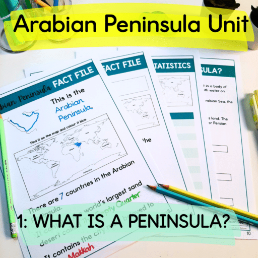 Arabian peninsula worksheets on the topic what is a peninsula