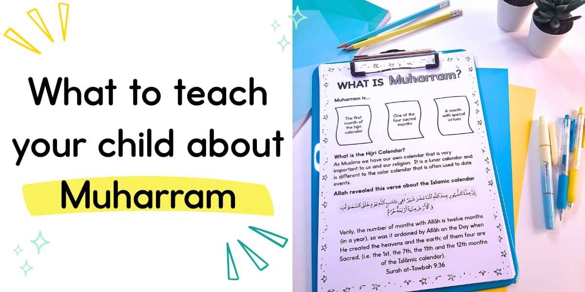 What to teach about Muharram worksheet on a clipboard