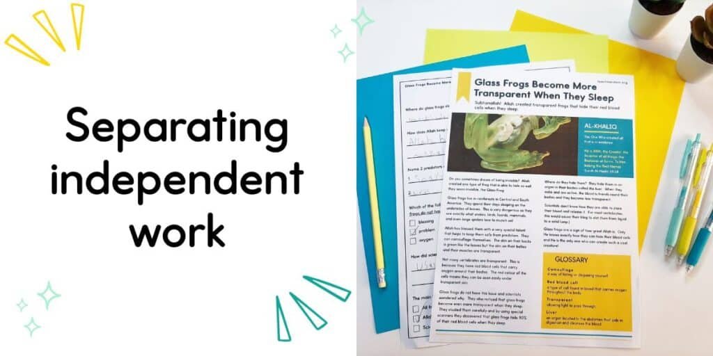 a reading comprehension as an example of independent work