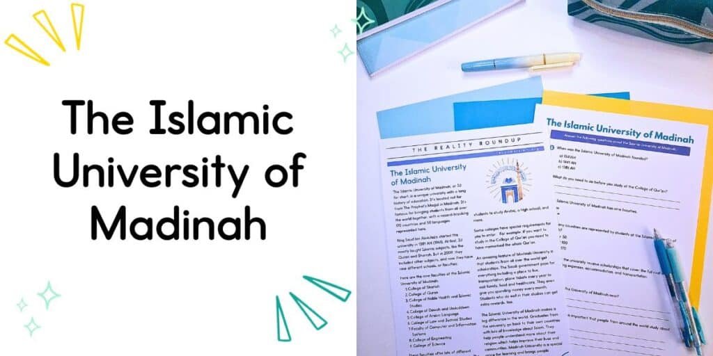 The Islamic University of Madinah reading passage and worksheet