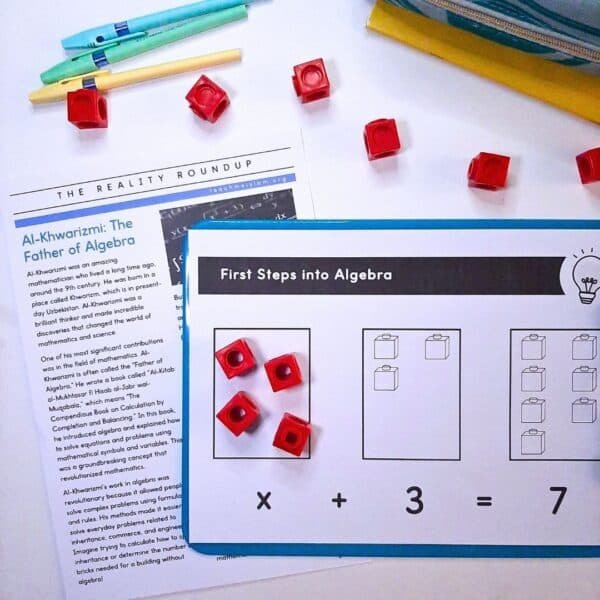 Algebra beginning activity using maths cubes